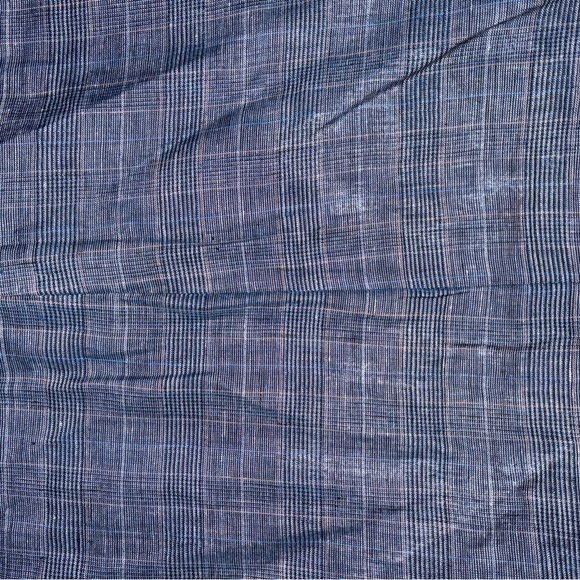 Egara Blue 100% Linen Plaid Windowpane Sport Coat Blazer 42 Long Slim Mens - Picture 14 of 14